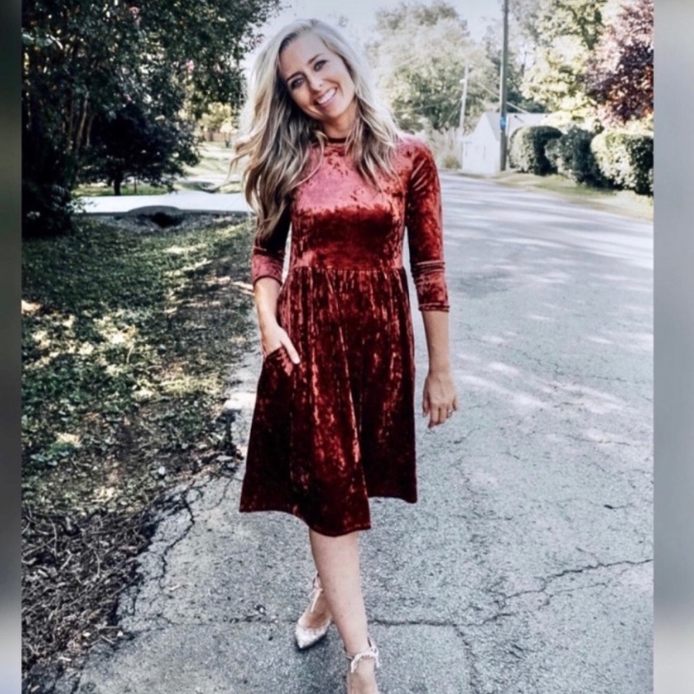 Ashley Lemiex Rose Velvet Midi Dress